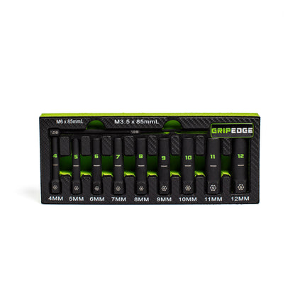 GripEdge 9Pc 1/4" RPT Metric G-FORS Deep Socket Extractor Set