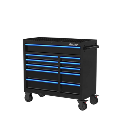 BOXO 41" Black 11-Drawer Roll Cabinet (Trim colour options)
