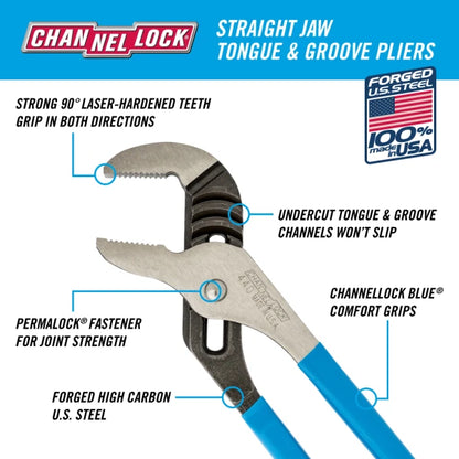 CHANNELLOCK 12" Straight Jaw Tongue & Groove Pliers