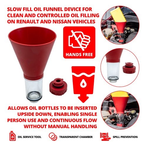 Slow Fill Oil Funnel Filling Device for Renault & Nissan