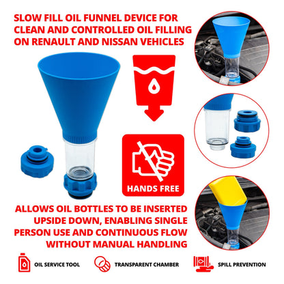Slow Fill Oil Funnel Filling Device for Renault & Nissan