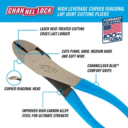 CHANNELLOCK 8" High Leverage Curved Diagonal Cutting Pliers