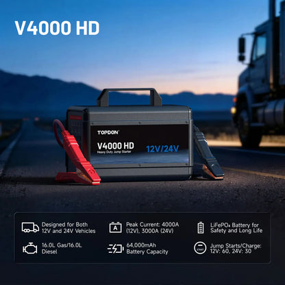 TOPDON V4000HD 12V & 24V Jump Starter